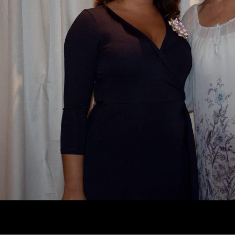 Lulus 3/4 sleeve navy wrap maxi dress